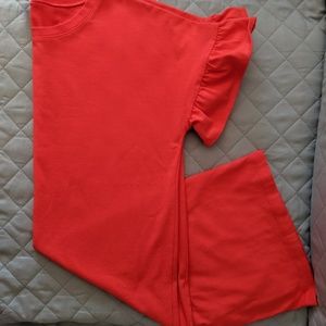 Red ruffle sleeve t-shirt dress